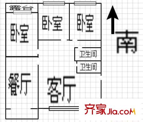 世紀(jì)花園 3室 戶型圖