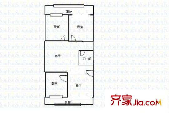 化纖所小區(qū) 3室 戶型圖
