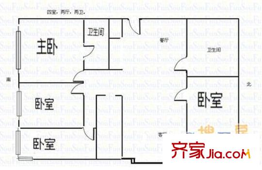 迎澤園小區(qū) 4室 戶型圖