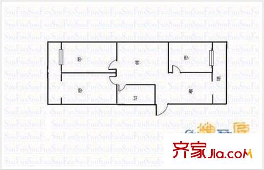 迎澤園小區(qū) 3室 戶型圖