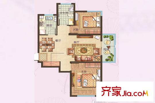 海信花伴里3#東戶C3戶型 2室2廳1衛(wèi)1廚