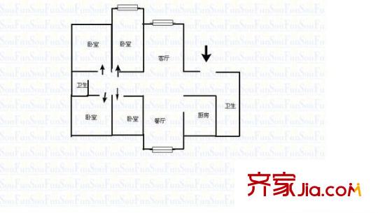 卷煙廠(chǎng)宿舍 4室 戶(hù)型圖