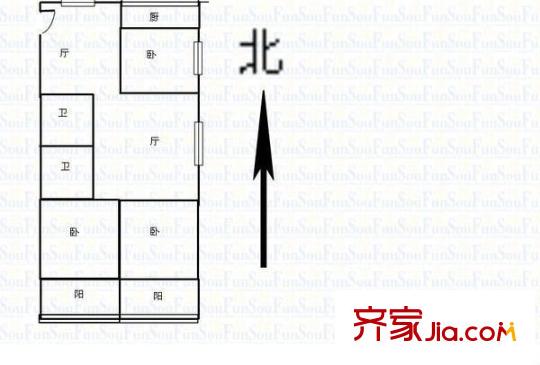 卷煙廠宿舍 3室 戶型圖