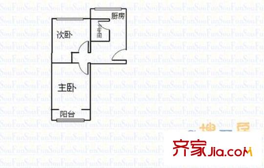 中國電子科技三十三研究所宿舍區(qū) 2室 戶型圖