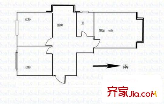 桃園四巷水利設(shè)計院宿舍 3室 戶型圖