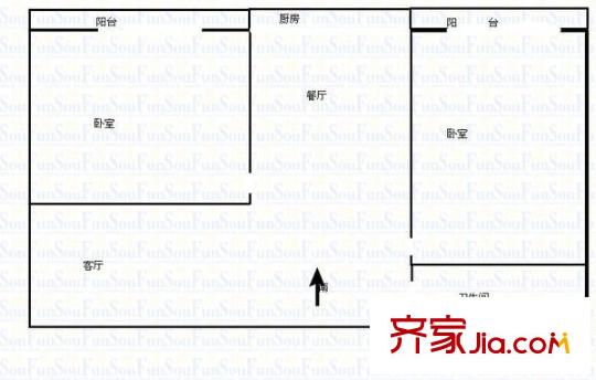汽運三公司宿舍 2室 戶型圖