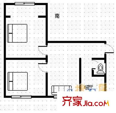 鐵三局八一院小區(qū) 2室 戶型圖