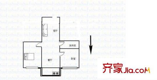 鐵三局八一院小區(qū) 2室 戶型圖