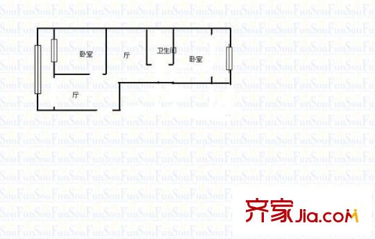 太原剛玉生活區(qū) 2室 戶型圖