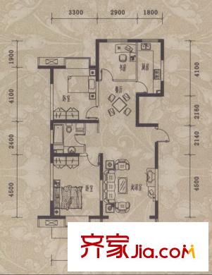 安泰花園戶型圖2#3#樓A戶型 3室2廳1衛(wèi)1廚