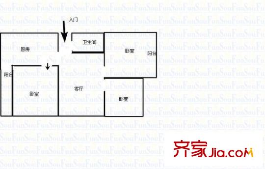 少管所宿舍 3室 戶型圖