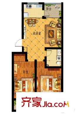 吉上太和城三期戶型圖 2室2廳1衛(wèi)1廚