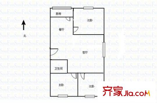 山大附中宿舍 3室 戶型圖