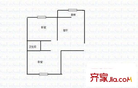 山大附中宿舍 2室 戶型圖