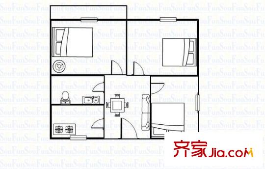 金剛堰小區(qū) 3室 戶型圖