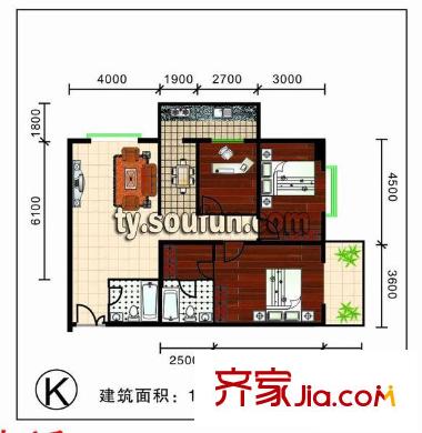 天和學(xué)府苑戶型圖K戶型 3室2廳2衛(wèi)