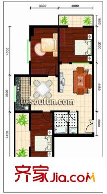 天和學(xué)府苑戶型圖J戶型 3室2廳1衛(wèi)
