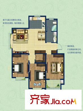 潤(rùn)通潤(rùn)園二期29#D戶型 3室2廳1衛(wèi)1廚