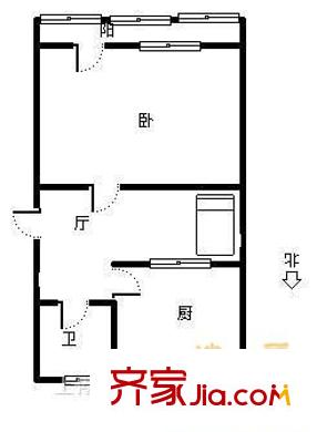 上敦化坊鐵路小區(qū) 2室 戶型圖