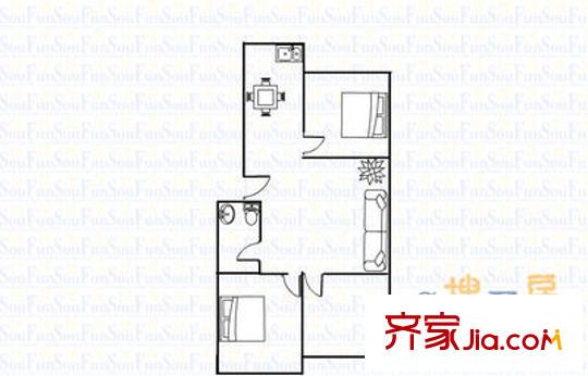 程家村礦機宿舍 3室 戶型圖