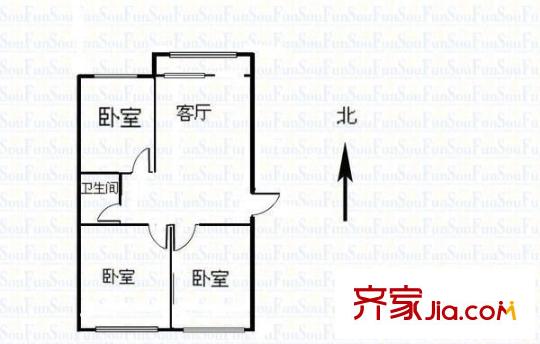 程家村礦機宿舍 3室 戶型圖