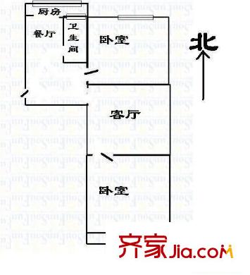 電機(jī)廠宿舍 2室 戶型圖