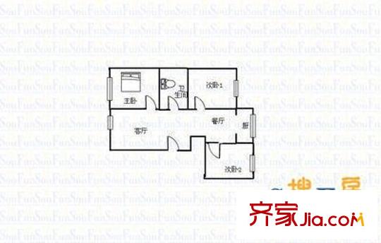 水西關(guān)外貿(mào)宿舍 3室 戶型圖