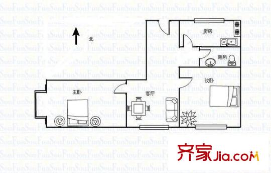 南內(nèi)環(huán)小區(qū) 2室 戶(hù)型圖