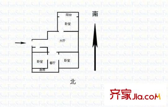 剛玉宿舍 3室 戶型圖