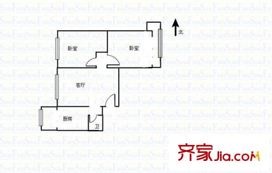 橋東街鐵路宿舍 2室 戶型圖