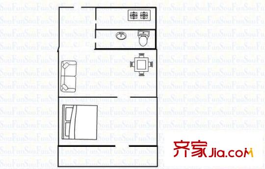 黑土巷鐵路宿舍 2室 戶型圖