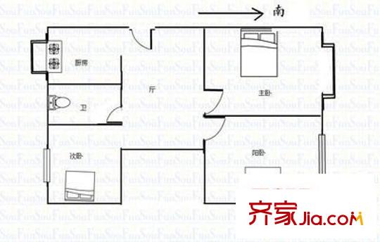 公園路應(yīng)化所宿舍 3室 戶型圖