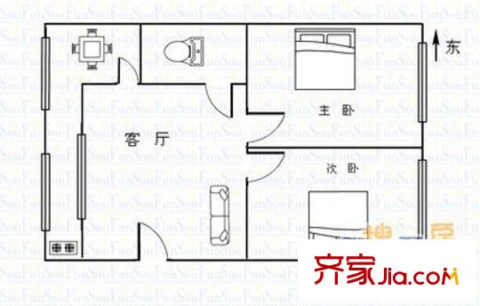 菜園小區(qū) 2室 戶型圖