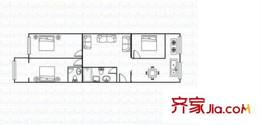 汽運二公司宿舍 3室 戶型圖