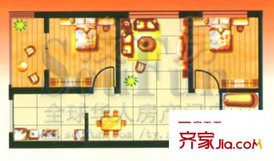 西南花園戶型圖戶型圖 2室2廳1衛(wèi)1廚