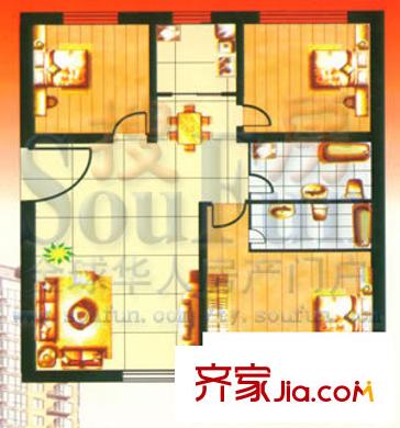 西南花園戶(hù)型圖戶(hù)型圖 3室2廳2衛(wèi)1廚