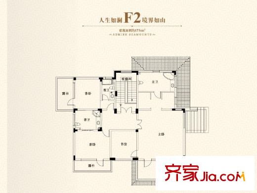 閱瀾山戶型圖F1戶型圖 3室1廳3衛(wèi)