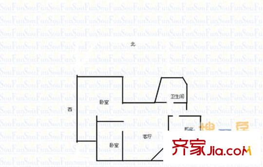 軍官小區(qū) 2室 戶型圖