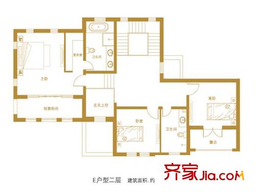 青建香根溫泉墅戶型圖18、27、29、31#E-戶型二層 3室2衛(wèi)