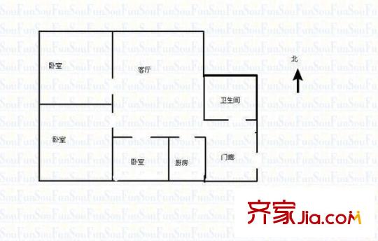 御苑1號 3室 戶型圖