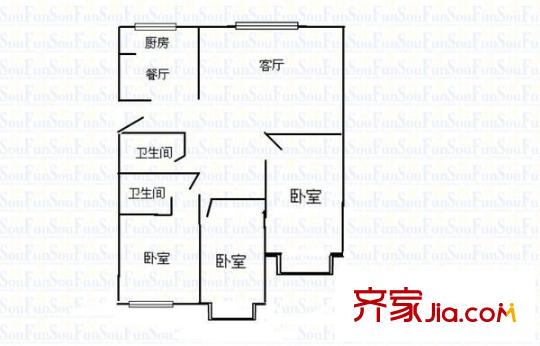 騰龍苑 3室 戶型圖