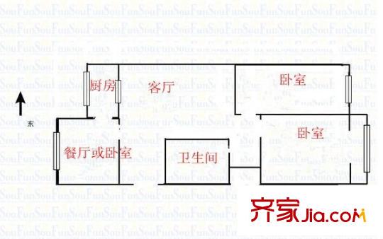 騰龍苑 3室 戶型圖