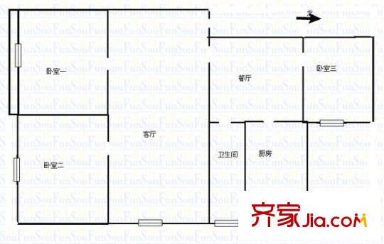 麗日小區(qū) 3室 戶(hù)型圖