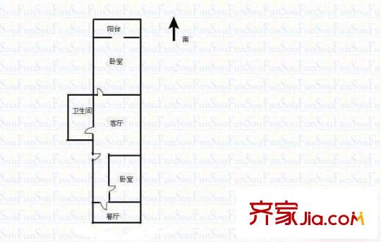學府小區(qū) 2室 戶型圖