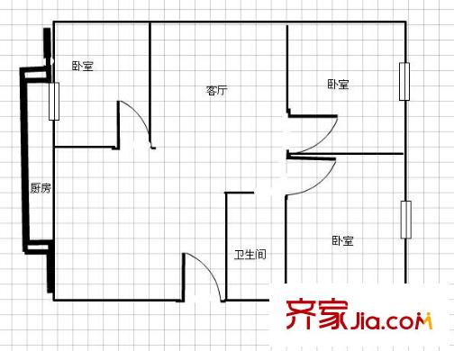 學府小區(qū) 3室 戶型圖
