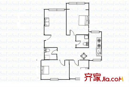 華宇綠洲二期 3室 戶型圖