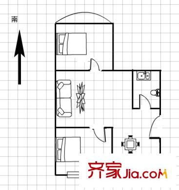 興華南小區(qū) 2室 戶型圖