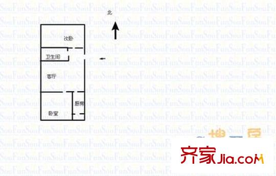 興華南小區(qū) 1室 戶型圖