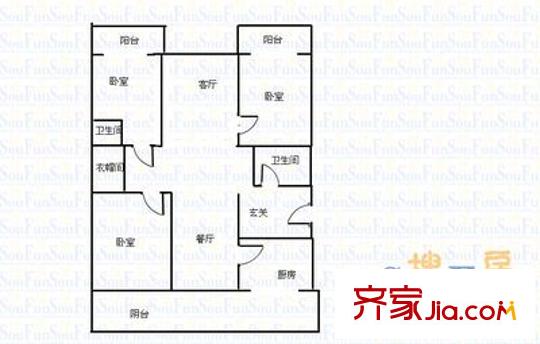 石林苑 3室 戶型圖
