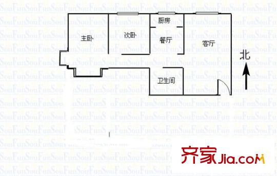 文華苑小區(qū) 2室 戶型圖